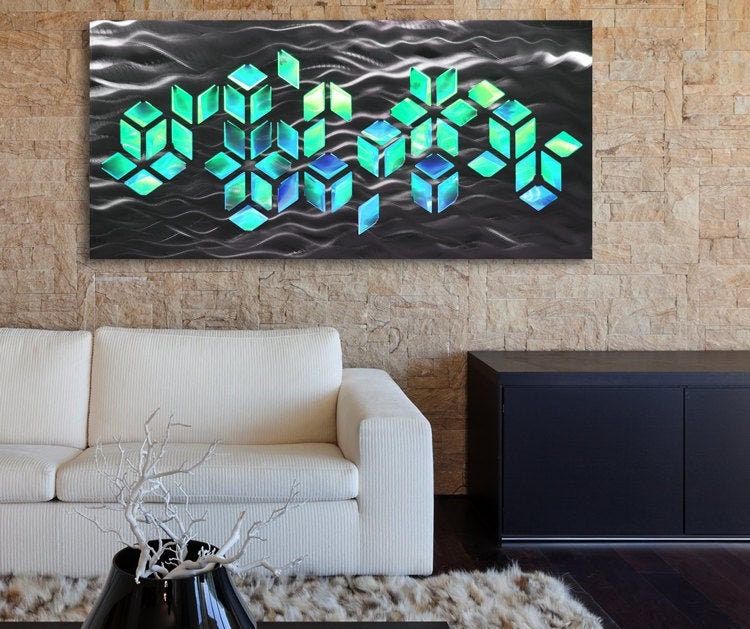 LED Metal Wall Art: Color Changing Geometric Sculpture