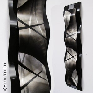 Metal Wall Sculpture &quot;Rythmic Curves&quot; by Brian M Jones Modern Abstract Art Work, Paintings & Decor Black Silver Graphix