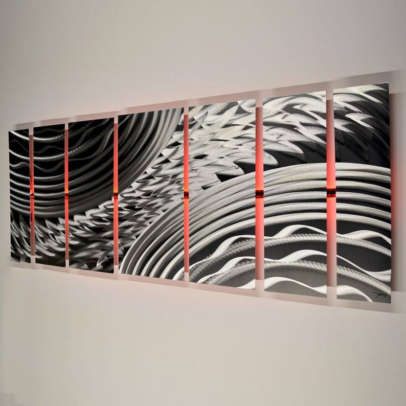 Lighted Metal Wall Art LED Metal Wall Sculpture Silver Wall Etsy
