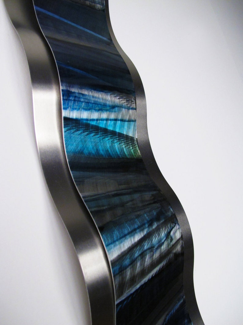 Blue Metal Wall Art Metal Wall Sculpture Curved Accent Art Etsy