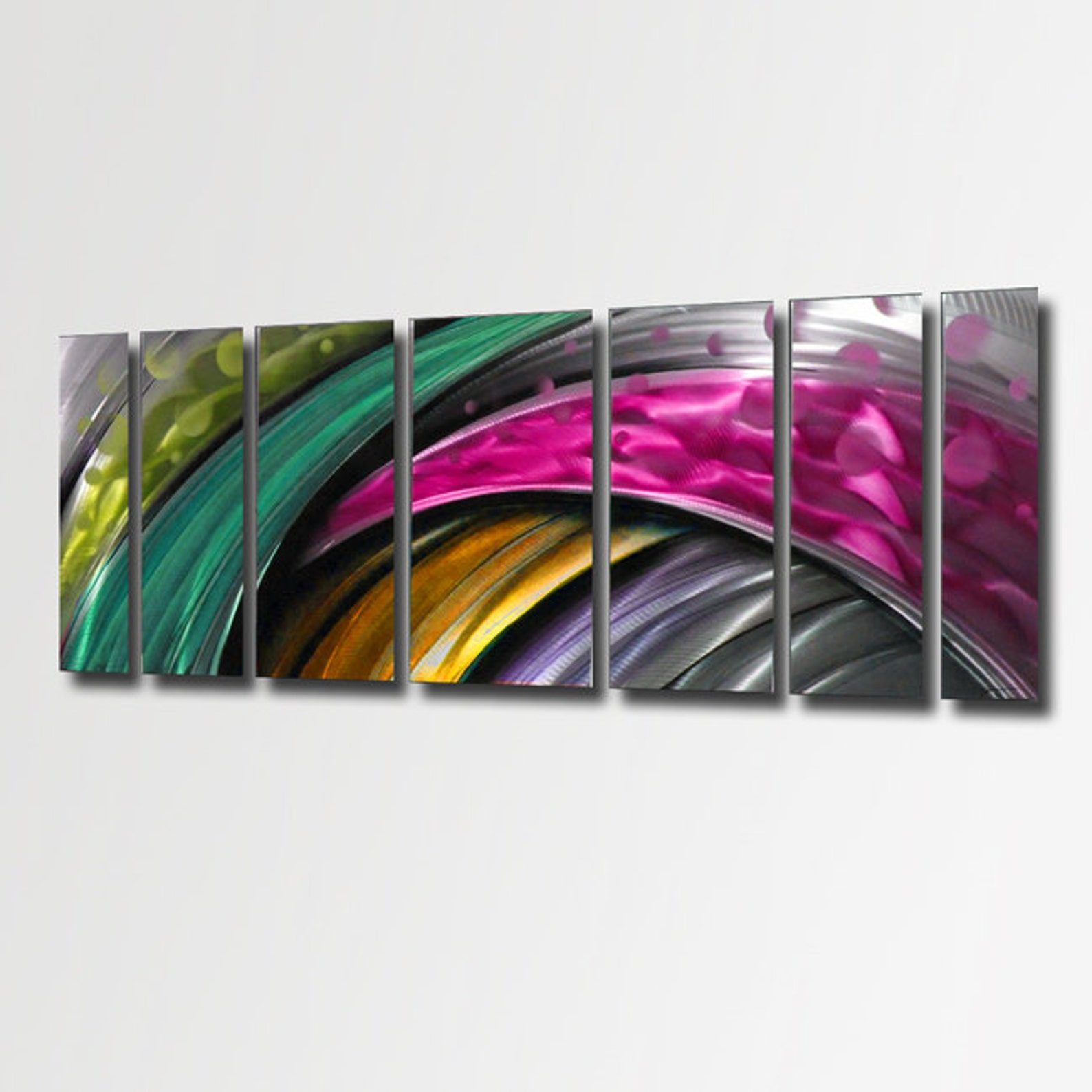 Large Pink Metal Wall Art Sculpture Green Modern Art Work Etsy