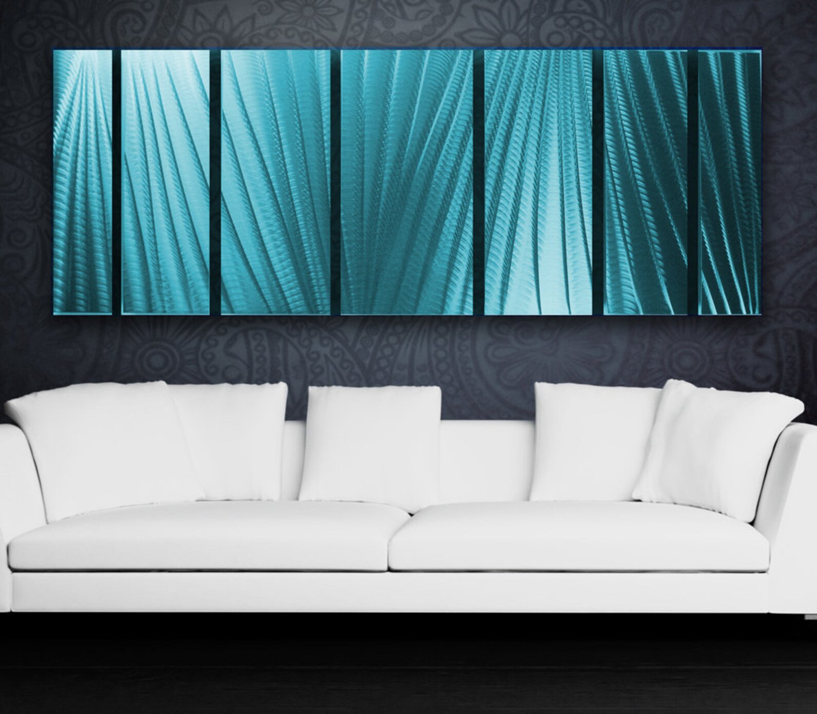 Abstract Wall Art Panels Large Artwork Turquoise Ocean Etsy