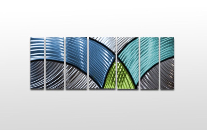 Large Metal Wall Art Sculpture Blue Green Metal Art Panels Etsy