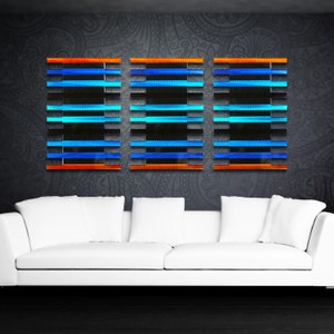 Large Metal Wall Art Sculpture "Radiant Pulse" Blue Vibe by Brian M Jones Modern Art Work, Painting Contemporary Decor Metal Panels