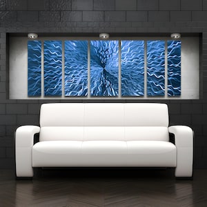 Large Metal Wall Art Panels Modern Abstract Aluminum Art Work Sculpture Blue Painting &quot;Cosmic Energy&quot; by Brian M Jones Decor