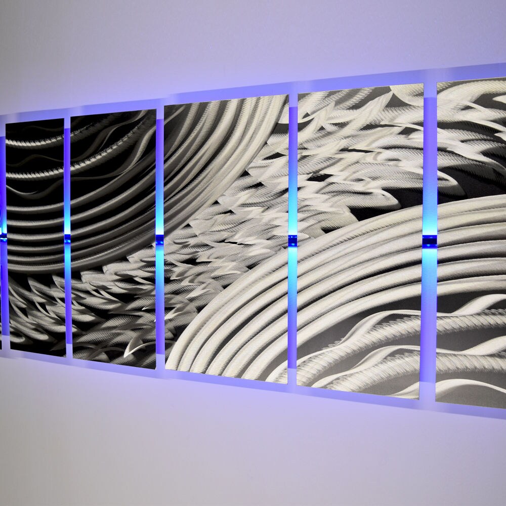 Lighted Metal Wall Art LED Metal Wall Sculpture Silver Wall Etsy UK