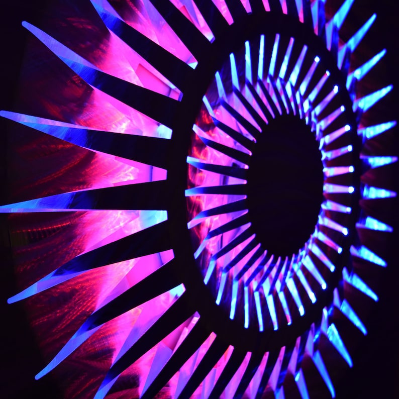 Lighted Wall Art LED Modern Metal Geometric Abstract Light Up | Etsy