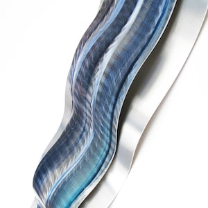 Metal Art Wall Sculpture &quot;Rythmic Curves&quot; by Brian M Jones Modern Paintings & Decor Blue Cascade