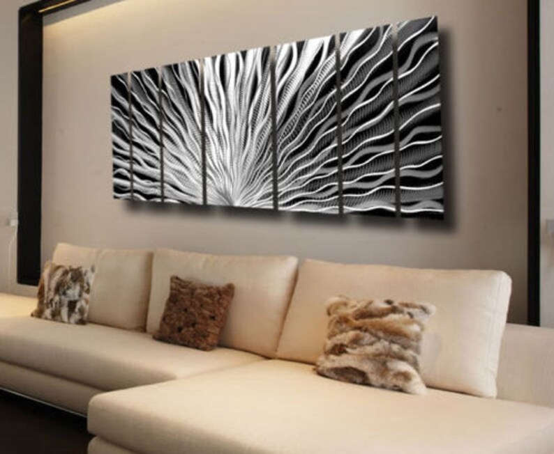 Silver Wall Art Large Metal Wall Art Panels Sculpture Modern Etsy UK
