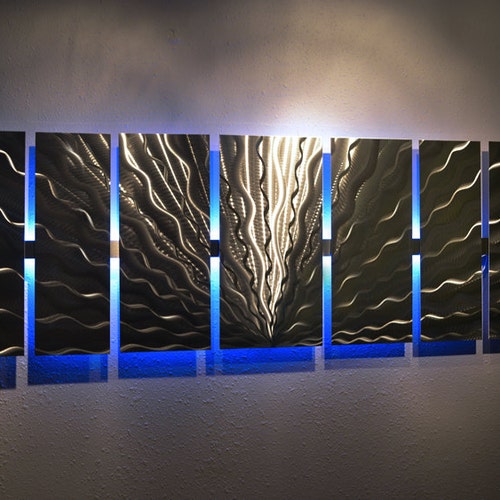 Modern Large Abstract Metal Wall Art Color Changing LED Etsy