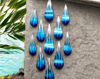 Metal Raindrop Wall Art: Blue Coastal Decor by DV8 Studio