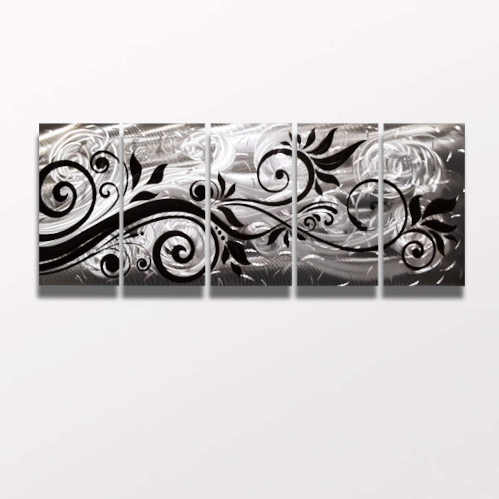 Contemporary Metal Wall Art Panels Silver Wall Art Modern Etsy