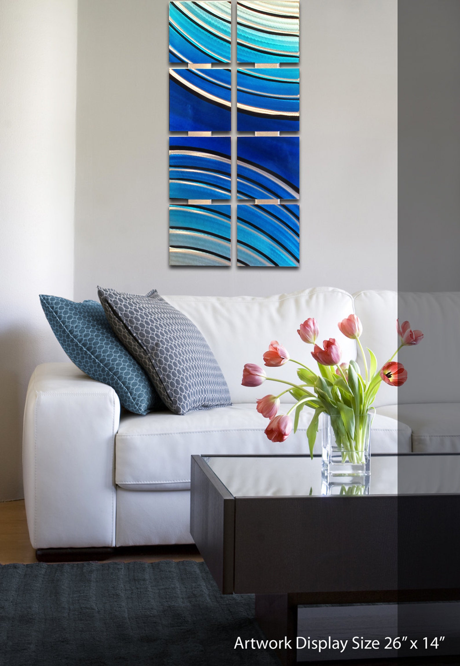 Metal Wall Art Metal Wall Sculpture Blue Artwork Accent Decor - Etsy