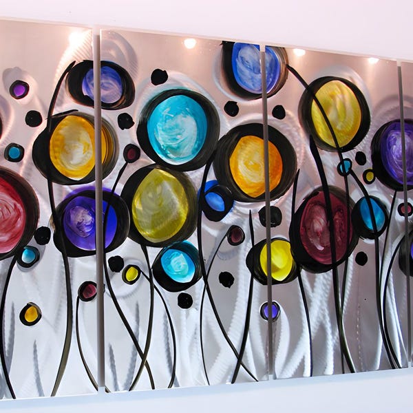 Silver Metal Wall Art: Modern Wildflower Sculpture by Brian M Jones