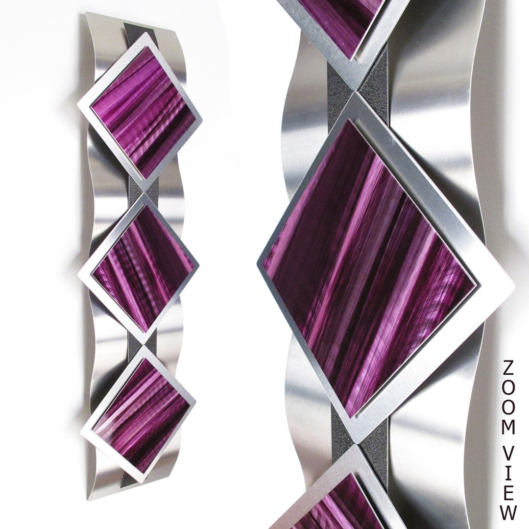 Purple Metal Wall Art Silver Metal Wall Sculpture mystic Reflections by