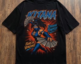 Kitana Edenian Tempest Loose Drop Shoulder T-Shirt, Mortal Kombat Graphic Tee