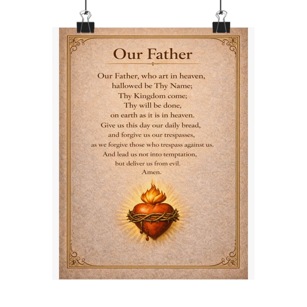 Our Father Catholic Prayer Poster - Traditional Devotional Wall Art ...