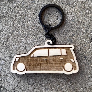 Daihatsu Materia Holz Schlüsselanhänger - Premium handgefertigter Autoschlüsselring | BMW bB JDM Geschenk aus Holz