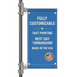 Next Day Turnaround - Custom Double Sided pole banner Display, SUPER FAST PRINTING Banner, Hardware included, Multiple Sizes Available
