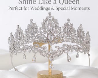 Corona nupcial de lujo con cristales Swarovski, tiara completa de reina, corona de princesa para bodas, tocado real checo con diamantes de imitación, corona para quinceañera o cumpleaños.