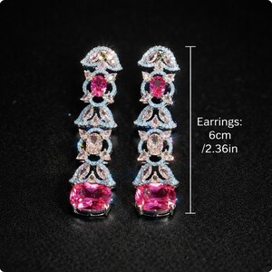 Conjunto de joyas de lujo con cristales Swarovski: collar, pendientes y pulsera. Conjunto de joyas nupciales para bodas. Joyas de noche llamativas. imagen 14