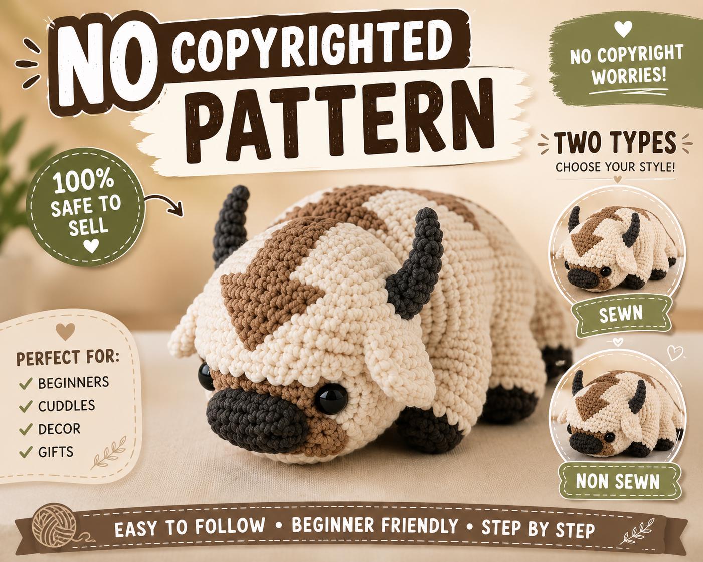 Flying Bison Appa Amigurumi Pattern PDF