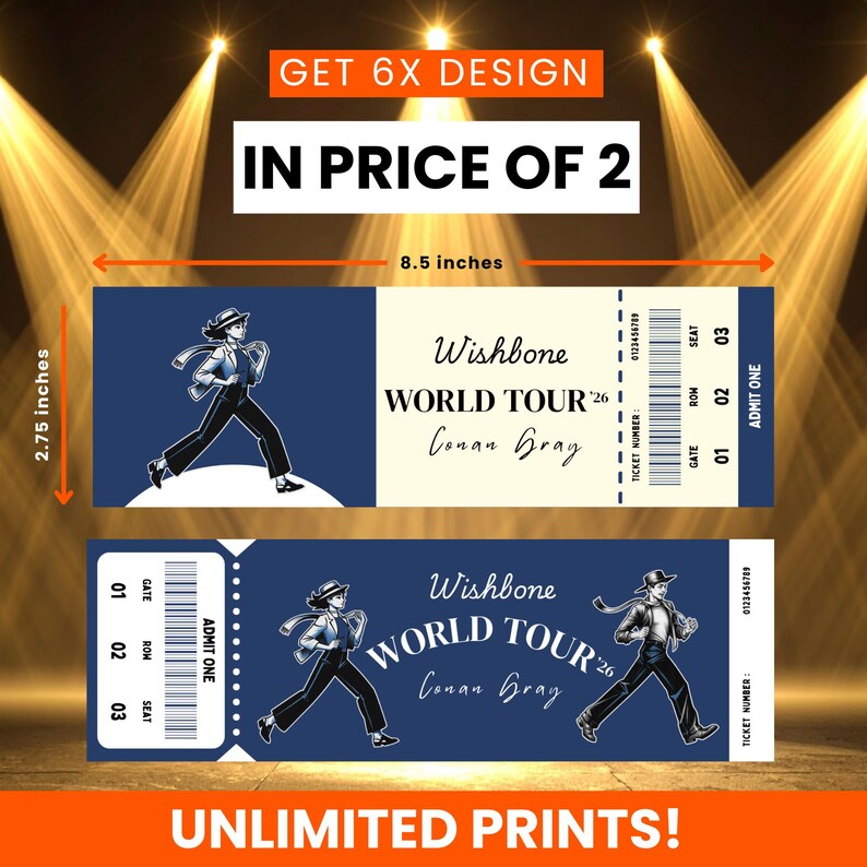 Conan Gray Editable Concert Ticket Template | Wishbone World Tour ...