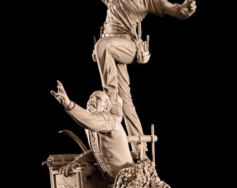 Fantasy Warrior Figure STL File | Super Hero Swordsman 3D Print Statue | Split Resin Model | DigitalDownload
