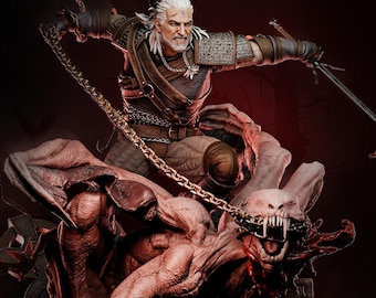 Geralt di Rivia da The Witcher - Modello STL per stampante in resina Figura Stampa 3D - Diorama di alta qualità