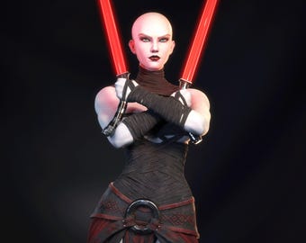 Asajj Ventress From Star Wars - STL Model for Resin Printer Figure 3D Printing - High Quality Diorama