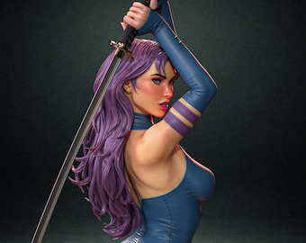 Psylocke aus X-Men – Anime-Figur (STL-Datei) | Fantasy-Heldin-3D-Druckstatue | Detaillierter Resin-Bausatz | Digitaler Download