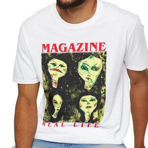 T-shirt Magazine Real Life, T-shirt vintage de tournée post-punk, Howard Devoto John McGeoch, groupe alternatif britannique rétro new wave