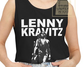 Camiseta vintage con estampado de Lenny Kravitz, camiseta retro de cantante de rock de los 90, camiseta sin mangas de leyenda de la guitarra, moda urbana estilo bootleg.