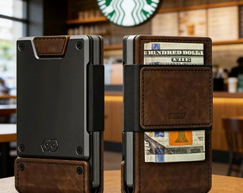 Slim RFID Wallet for Men – Leather Accent Pop-Up Card Holder