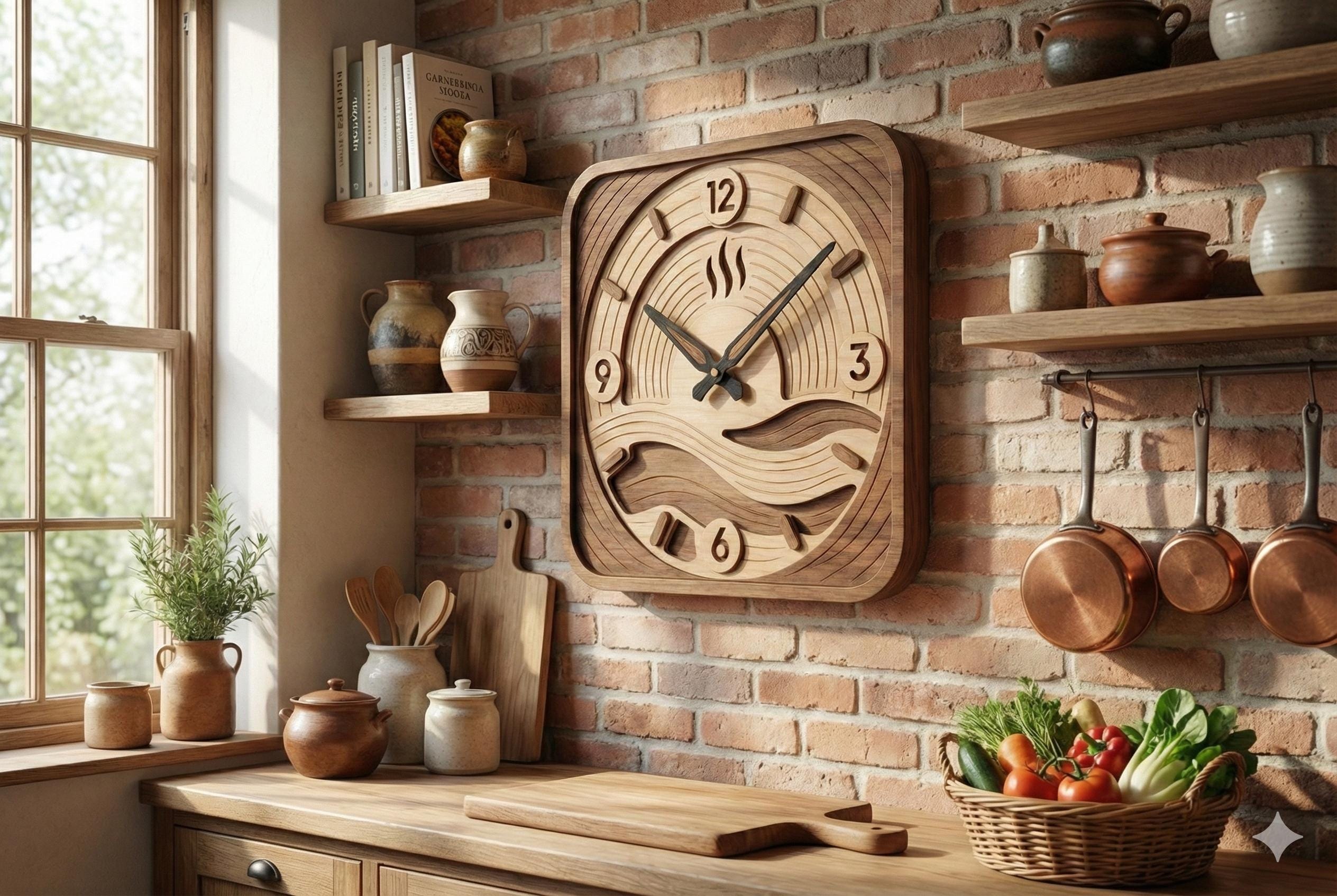 Layered Wooden Kitchen Wall Clock Design | Laser Cut SVG DXF | Warm ...