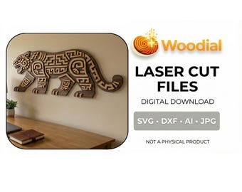 Layered Tiger Wall Art Laser Cut Design | Wooden Decorative SVG DXF | Digital File