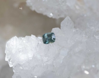 1.06 Carat Blue Green Gray Cushion Cut Montana Sapphire