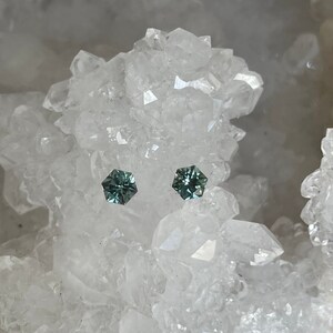 Paired - Montana Sapphire Complimentary Pair 1.04 CTW Green Blue Hexagon Cut