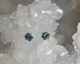 Paired - Montana Sapphire Complimentary Pair 1.04 CTW Green Blue Hexagon Cut