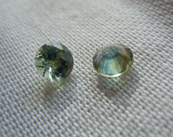 Matched Pair Genuine Montana Sapphires 4.5mm Green Orange Blue