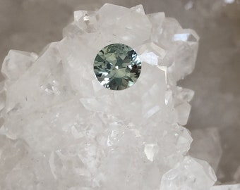 Montana Sapphire .95 Carat Light Seafoam to Gray Round Brilliant