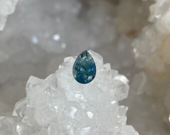Montana Sapphire 1.49 CT Stormy Waters Blue and Yellow Pear Cut