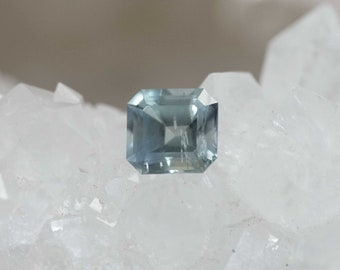 1.40 Carat Included Light Blue Emerald Cut Montana Sapphire