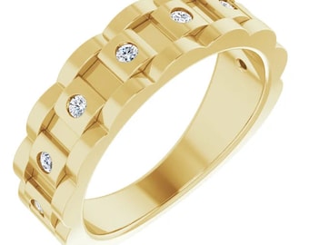 14K Gold 1/4 CTW Natural Diamond Chain Link Ring