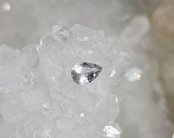 Montana Sapphire .42 CT White Grey Blue Pear Cut