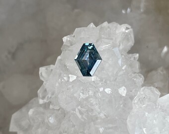 Montana Sapphire 1.24 CT Blue White Stretched Hexagon Cut