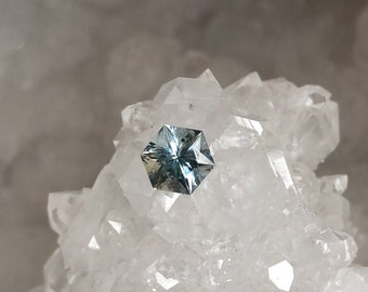 Montana Sapphire .85 Carat Silver Brilliant Hexagon