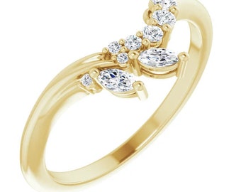 Contoured Seaspray Diamond Wedding Band