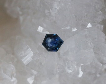 0.79 Carat Cornflower Blue Geo Hexagon Montana Sapphire