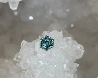 Montana Sapphire 1.05 CT Blue Green Step Hexagon Cut